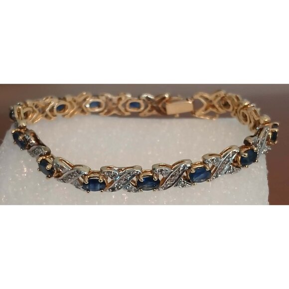 Sapphire Diamond 14k Yellow Gold Heirloom Bracelet - Picture 5 of 10